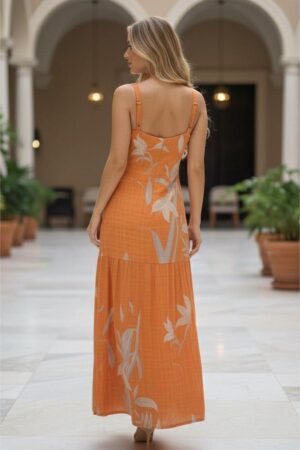VESTIDO VISCOSE ESTAMPA LARANJA
