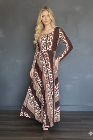 VESTIDO LONGO ANIMAL PRINT